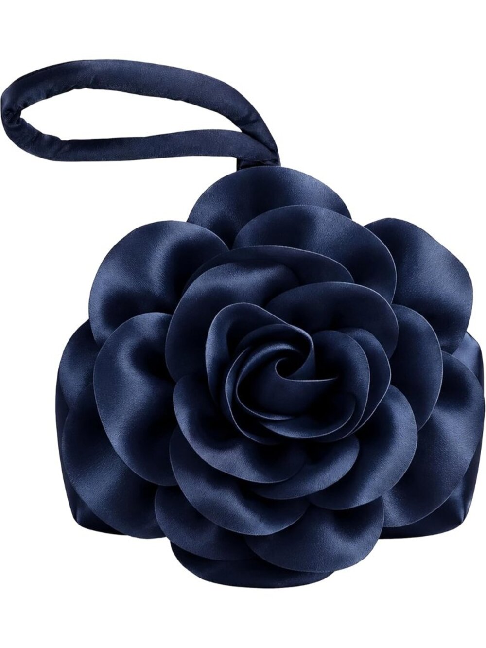 👜Women's Navy Flower Satin Triangle Evening Clutch Wristlet Purses Bag